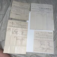 4 1880s Letterhead Invoices Pond’s New Block & Greenfield MA Carpet Meat Poultry picture