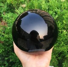RARE  140mm  Large Natural Black Obsidian Crystal Sphere Ball Healing Gem Stone picture