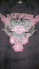 Harley Davidson T Shirt Top Blouse Size L Womens Black Gray picture