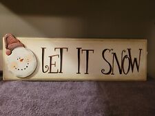 Decorative Wooden Holiday Snowman Sign  Let It Snow picture