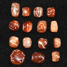 Lot Sale 15 Ancient Central Asian Etched Carnelian Beads over 2000 Years Old picture