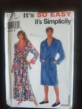 Simplicity So Easy Pattern 8091 Vintage  1992 Unisex Robe 2 Lengths  Uncut  picture
