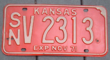 KANSAS Vintage 1971  License plate Shawnee County  SN V 2313 picture