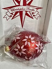 Radko POINSETTIA SNOW 1996 Sealed Red Ball Tear Drop Ornament NWT Mint picture