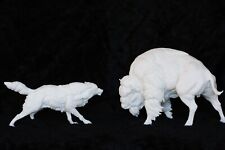 breyer companion animal wolf and bison fighting - White Resin Ready To Paint 1/9 picture