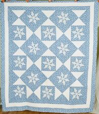 RARE Vintage 30's Blue & White Marie Webster Snowflake Applique Antique Quilt picture
