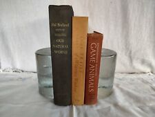 Vintage Handmade Blenko Glass Bookends Half Circle Clear Glass Heavy picture