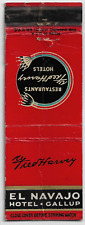 El Navajo Hotel Gallup NM Fred Harvey Hotels Empty FS Matchbook Cover Damage picture