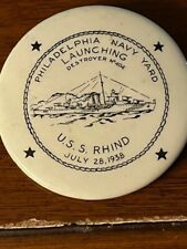 Philadelphia Navy Yard Launching Badge for U.S.S. RHIND - 1938 picture