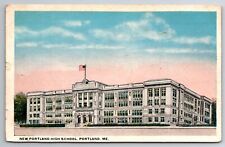 Portland ME-Maine New High School Building, Antique Vintage Postcard posted 1917 picture