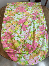 Vintage 1970s Pequot Bright Flower Power Daisies Twin Fitted Sheet VG Condition picture
