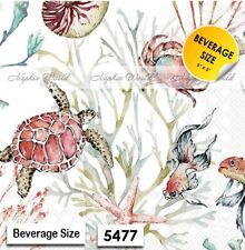 (5477) TWO Paper BEVERAGE / COCKTAIL Decoupage Art Craft Napkins - MARINE LIFE picture