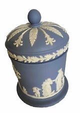 Vintage Wedgwood Light Blue Jasperware With Lid Covered Tobacco Trinket Jar 5” picture