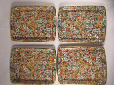 Vintage Metal Serving Tray Set Of 4 Cottagecore Floral Daher Decorated Ware, 8X6 picture