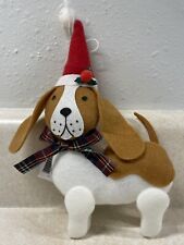 Soft Adorable Beagle Dog Christmas Tree Ornament Plaid Scarf Holiday Time picture