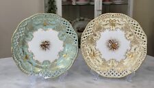 Antique Helena Wolfsohn Augustus Rex Dresden Bow Ribbon Hand Painted Plates picture