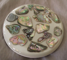 Pretty Colorful Vintage Abalone Shell MOP & Lucite Kitchen Trivet picture