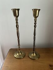 Vintage Set Of 2 Candles Stick Holders Solid Brass  9” picture