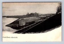 Louisville KY-Kentucky, Canal Locks, Antique, Vintage Souvenir Postcard picture