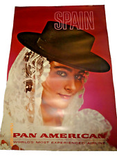 Vintage PAN AM AIRWAYS AIRLINES SPAIN WOMEN OF THE WORLD Travel poster 1964 picture