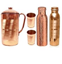 Pure Copper Handmade Water Pitcher Jug with Tumbler & Bottle for Health Benefits picture