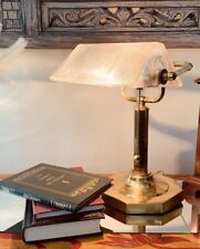 Vintage Clear Glass & Brass Bankers Lamp- Desk Lamp  picture