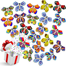 100 Pcs Magic Flying Butterfly Fairy Flying Toys Colorful Wind up Butterfly in t picture