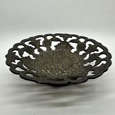 Antique 1900s Bronzed Floral Round Footed Compote picture