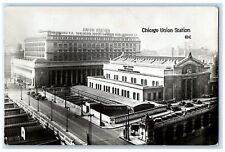 c1940's Union Station Bridge Scene Cars Chicago Illinois IL RPPC Photo Postcard picture