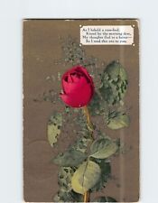 Postcard Beautiful Red Rose Poem Text Print picture