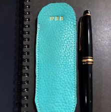 Made In USA Tiffany Blue Leather Pen Sleeve Personalize Initials For Mont Blanc picture