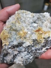 rare Blue calcite with yellow crystals picture