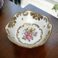 Vintage White Floral Porcelaine de France Bowl Hand Painted Square Bone China picture