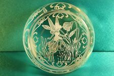 DISNEY Etched Crystal TINKER Bell PAPER WEIGHT Arribas Brothers 'BEST GUEST' picture