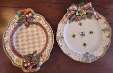 Vintage Fitz and Floyd Christmas/Thanksgiving Bowl/Serving Plates/Dishs Lot of 2 picture