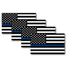 Magnet Me Up Thin Blue Line American Flag Magnet Decal 3x5 In Automotive 4PK picture