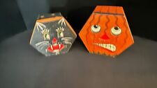 Vintage Folk Art Halloween Rick Conant Pair of 6 Sided Boxes picture