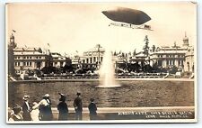 1909 AIRSHIP AYPE OVER GEYSER BASIN OAKES PHOTO CO ZEPPELIN RPPC POSTCARD P4310 picture