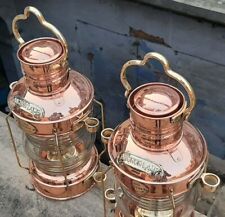 Nautical Antique Copper Brass Anchor Oil Lamp Maritime Ship Lantern Boat Light picture