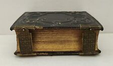 1860 antique CDV PHOTO ALBUM empty LEATHER brass CLASPS gold gilt shiny picture