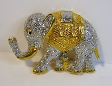 Vintage Large Elephant Rhinestone & Gold Tone Brooch UNIQUE picture