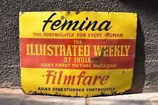 Vintage Femina Magazine Porcelain Enamel Sign Board Filmfare Illustrated Weekly