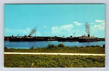 Ludington MI-Michigan, Car Ferries At Ludington Harbor, Vintage Postcard picture