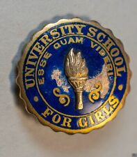 Vintage University School For Girls Chicago IL Lapel Pin 14K Blue Enamel READ picture