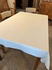 Vintage White Linen Tablecloth 65 X 52 Inches Cut Work picture