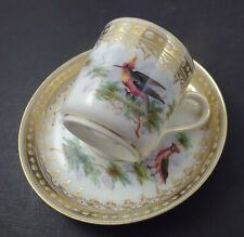 Early Haviland Limoges Demitasse Cup & Saucer, Exotic Birds, Elaborate Gold picture