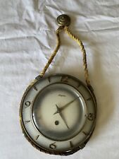 Vintage Nautical Style Wood Rope Brass Wall Clock DUGENA Ship Boating picture
