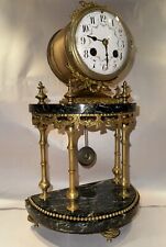 Antique Green Marble French Portico Mantel Clock By Samuel Marti picture