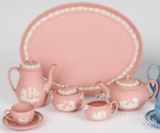 Vintage SET of 10 Wedgwood MINIATURE Pink Jasperware Tea & Coffee Set NICE picture