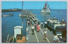 Inlet Pier Atlantic City New Jersey NJ Vintage Postcard Fishing Boats Sail Boats picture